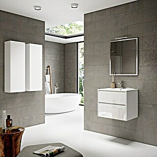 Mueble de lavabo Iris 2C (L x An x Al: 45 x 60 x 50 cm, Blanco Brillo, Brillo)
