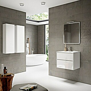 Mueble de lavabo Iris 2C (L x An x Al: 45 x 60 x 50 cm, Blanco Brillo)
