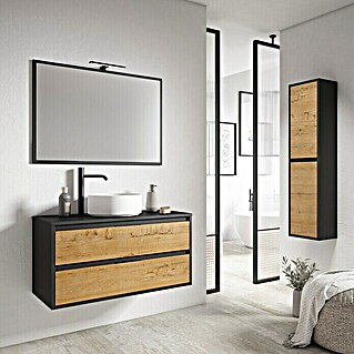 Mueble de lavabo Arlet (L x An x Al: 45 x 100 x 50 cm, Negro/Nogal, Mate)