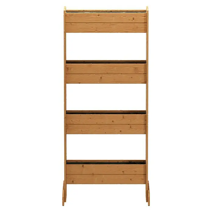 Dobar Hochbeet - 55 x 40 x 125 cm, Holz, Bernstein - Ein hölzernes Hochbeet mit drei Ebenen, ideal für den Garten oder Balkon, um Pflanzen und Kräuter anzubauen.