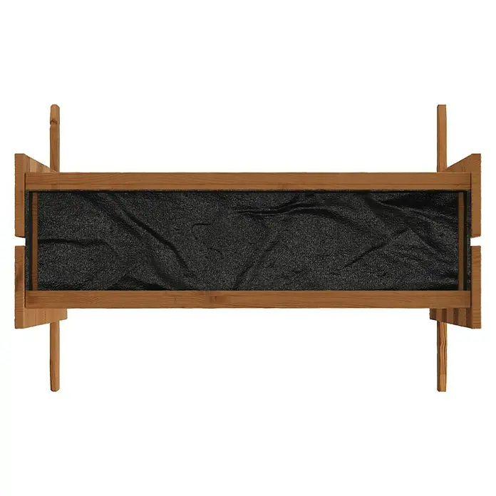 Dobar Hochbeet - 55 x 40 x 125 cm, Holz, Bernstein - Top-Ansicht eines rechteckigen Hochbeets aus Holz mit dunkler Erde, ideal für Gartenliebhaber.