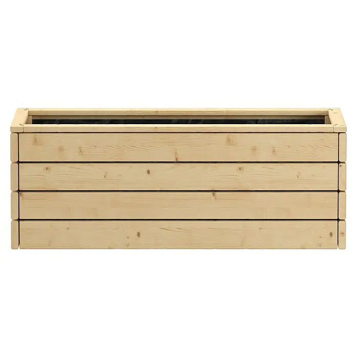 Kiehnholz Pflanzkasten - L x B x H: 115 x 40 x 43 cm, Holz - Hölzerner Pflanzkasten, perfekt für den Garten. Der Pflanzkasten ist aus hellem Holz gefertigt und bietet Platz für Blumen, Kräuter oder Gemüse.