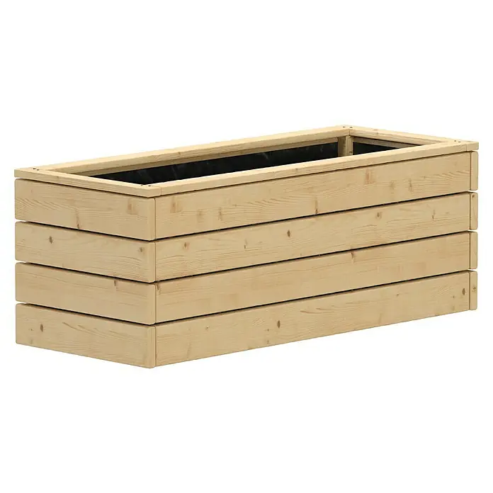 Kiehnholz Macetero para plantas de madera - Dimensiones externas (L x An x Al): 115 x 40 x 43 cm, Madera, Natural - Esta jardinera de madera clara es un elemento atractivo para cualquier jardín o patio. Su construcción robusta garantiza durabilidad en exteriores.
