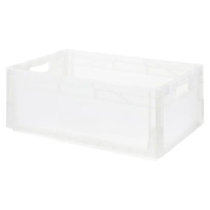 Eurobox - 44 l, L x B x H: 60 x 40 x 22 cm, Transparent - Leere, weiße Aufbewahrungsbox aus Kunststoff mit praktischen Griffen, ideal für die Organisation von Gegenständen im Haushalt oder Büro.