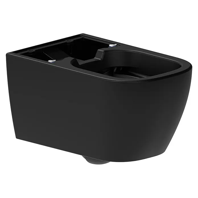 Camargue Wand-Dusch-WC-Set Timeless Dark Clean - Spülrandlos, Mit schmutzabweisender Glasur, Spülform: Tief, WC Abgang: Waagerecht, Schwarz - Ein moderner, wandhängender Bidet in elegantem Schwarz, ideal für stilvolle Badezimmer. Die hochwertige Verarbeitung sorgt für Langlebigkeit.