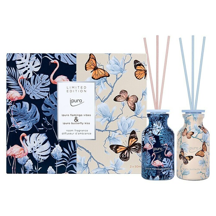 Ipuro Coffret cadeau parfum d'ambiance Butterfly Kiss + Flamingo Vibes