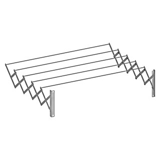 Tendedero de pared extensible (Longitud cuerda de tender: 5 m, Plateado, Ancho: 100 cm)