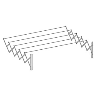Tendedero de pared extensible (Longitud cuerda de tender: 5 m, Blanco, Ancho: 100 cm)