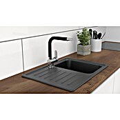 Camargue Spültischarmatur Barcelona (Niederdruck, Schwarz/Chrom, Glänzend, Hoher Auslauf)