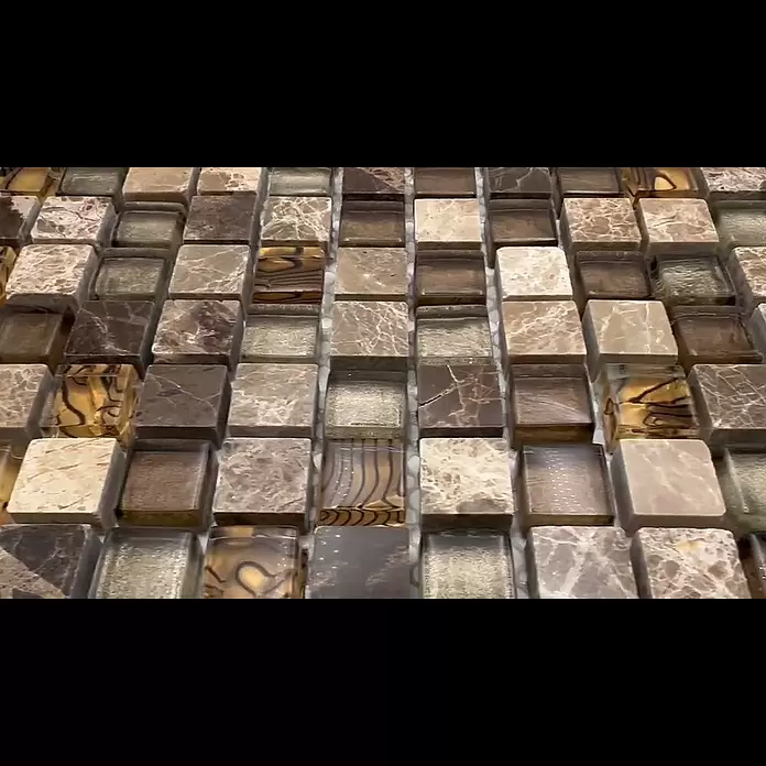 Mosaikfliese Quadrat Crystal Mix XCM M790 - 30,5 x 32,2 cm, Beige, Glänzend - XCM M790