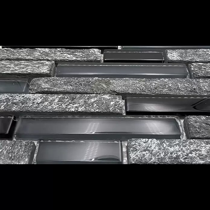 Mosaikfliese Crystal Mix XCM MV798 - 29,8 x 33,8 cm, Grau/Schwarz, Glänzend - XCM MV798