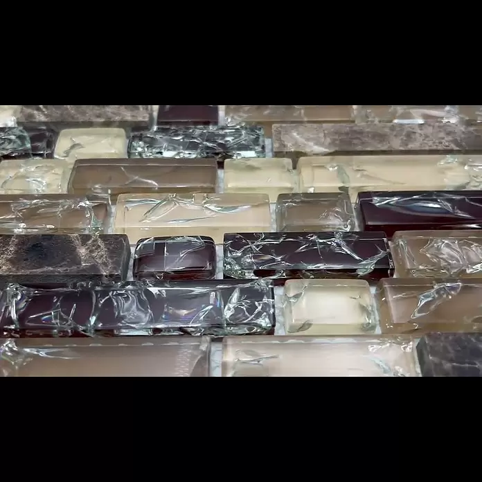 Mosaikfliese Verbund Crystal Mix XIC V1355 - 29,8 x 30,5 cm, Braun, Glänzend - XIC V1355