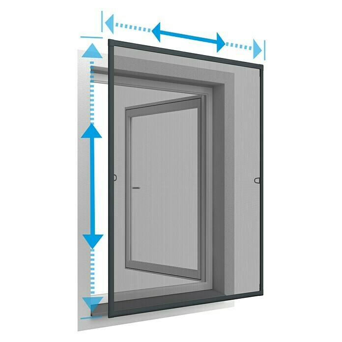 Easy Life Insektenschutzfenster WhiteLINE PLUS Insektenschutz-Teleskopfenster (Anthrazit, Montage Insektengitter: Stecken, Breitenverstellung: 57 cm - 97 cm, Höhenverstellung: 67 cm - 117 cm) | BAUHAUS