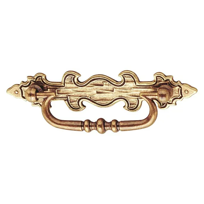 Häfele Tirador para muebles rústico - L x An x Al: 140 x 47 x 18 mm - Tirador de cajón de bronce antiguo con diseño curvo y barra de manija decorativa, ideal para restauraciones de muebles.
