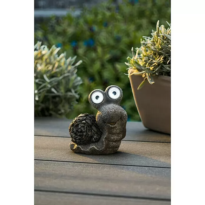 BAUHAUS Solar-Dekoleuchte - 0,06 W, L x B x H: 14 x 7 x 12,5 cm, Grau, IP44, Schnecke - Stimmungsaufnahme