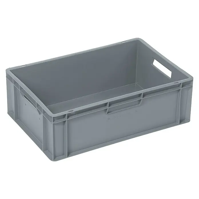 BAUHAUS Caja Euro - 40 l, L x An x Al: 60 x 40 x 20 cm, Cerrada, Gris - Caja de plástico gris para almacenar y transportar mercancías, ideal para almacén y logística.