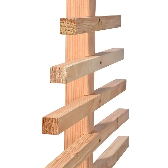 Dobar Rankhilfe Fagus - B x H: 84 x 160 cm, Hellbraun - Nahaufnahme eines Holzregals, das aus vertikalen und horizontalen Brettern besteht und eine rustikale und funktionale Struktur aufweist.