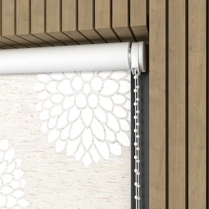 Expo Ambiente Rollo - B x H: 60 x 190 cm, Leinen, Blumen & Pflanzen - Nahaufnahme einer Rollgardine mit Blumenmuster, ideal für die Fensterdekoration und zur Lichtregulierung in jedem Raum.