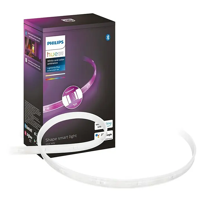Philips Hue LED-Band Plus Erweiterung - 1 m, RGBW - Das Philips Hue Lightstrip Plus Erweiterungspaket für flexible, farbenfrohe Beleuchtung mit App-Steuerung für individuelles Ambiente im Raum.