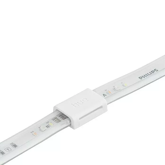 Philips Hue LED-Band Plus Erweiterung - 1 m, RGBW - Weißer Philips Hue LED-Streifen-Verbinder, der zwei Segmente des Lichtstreifens mit sichtbaren LEDs verbindet.
