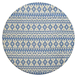 Kayoom Teppich Sunny Rund 200 (Hellblau, Durchmesser: 120 cm, 100% Polyester)