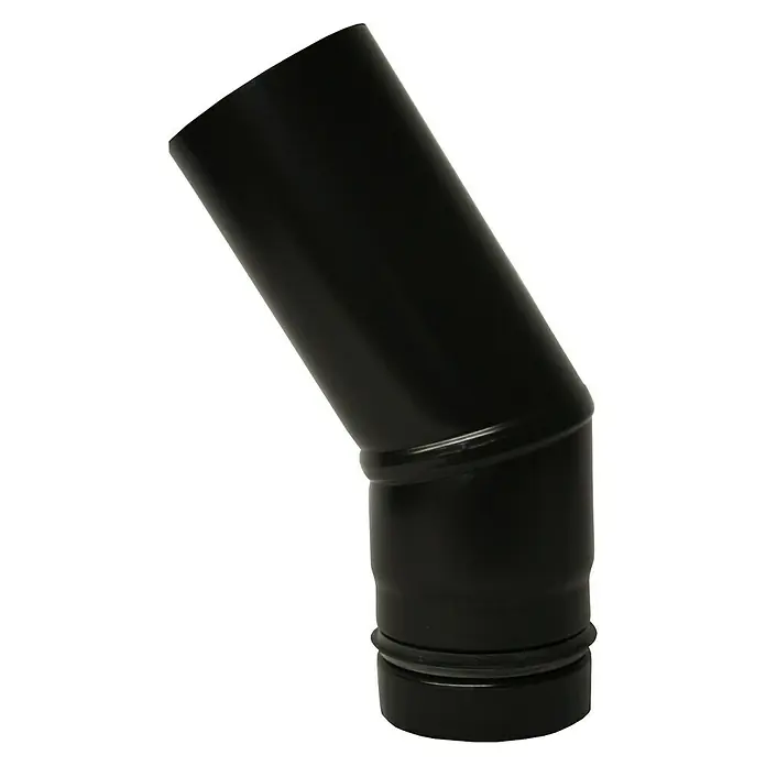 Pellet-Rohrbogen - Durchmesser: 100 mm, Bogenwinkel: 30 °, Emailliert, Schwarz - Schwarzes Ofenrohrbogenstück, ideal für den Anschluss von Öfen und Kaminen. Robuste Konstruktion für zuverlässige Abgasführung und einfache Installation.