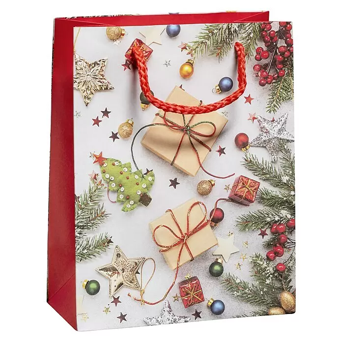 Duni Geschenktüte Winter Mood - 10 x 18 x 23 cm, Bunt - Diagonale Ansicht
