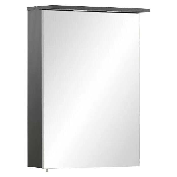 Schildmeyer Sarah LED-Spiegelschrank Spot - B x H: 50,4 x 72,3 cm, Spanplatte, Schwarz - Dunkelgrauer Spiegelschrank mit integrierter Beleuchtung.