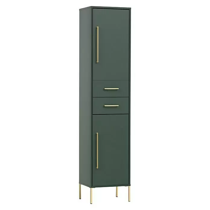 Schildmeyer Kent Hochschrank - B x T x H: 40,5 x 33,1 x 184,3 cm, Waldgrün, Matt - Diagonale Ansicht