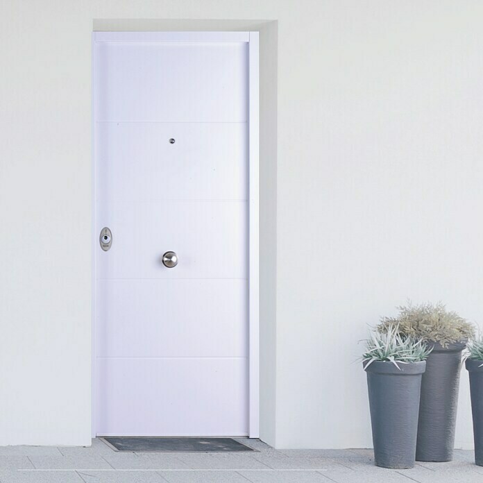 Puerta de entrada acorazada blanco rústica de apertura derecha de 89x206 cm