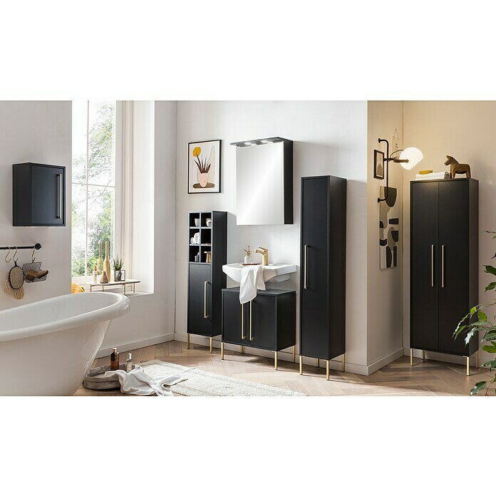 Schildmeyer Sarah Highboard (25 x 30 x 154,7 cm, Schwarz, Matt) | BAUHAUS