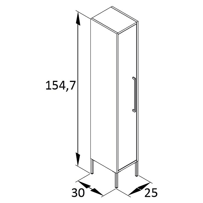 Schildmeyer Sarah Highboard (25 x 30 x 154,7 cm, Schwarz, Matt) | BAUHAUS