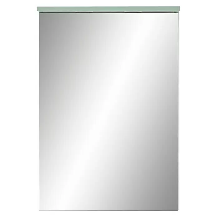 Schildmeyer LED-Spiegelschrank Spot - B x H: 50,4 x 72,3 cm, Spanplatte, Mint - Rechteckiger Wandspiegel mit einer hellgrünen Glasablage oder Leuchte oben.
