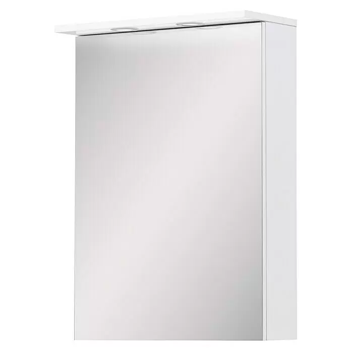 Schildmeyer Sarah LED-Spiegelschrank Spot - B x H: 50,4 x 72,3 cm, Spanplatte, Kreideweiß - Weißer Spiegelschrank mit integrierter Oberbeleuchtung.
