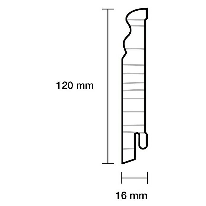 Sockelleiste (240 x 1,6 x 12 cm, Kiefer, Profiliert) | BAUHAUS