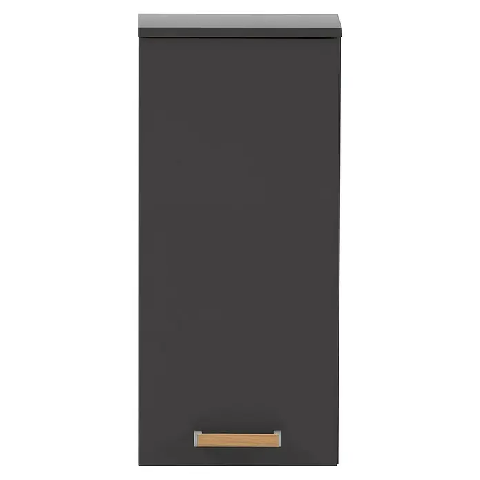 Schildmeyer Duo Oberschrank - 32,7 x 16,25 x 72,3 cm, Anthrazit, Matt - Abgebildeter Hängeschrank mit einer grauen Tür und einem hellen Holzgriff, der eine stilvolle und funktionale Stauraumlösung bietet.