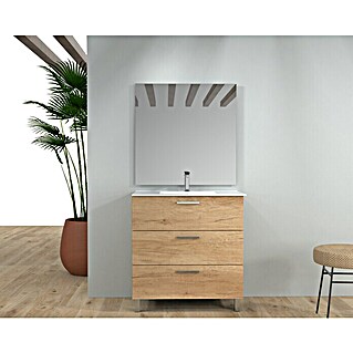 Conjunto de mueble de baño Turin (80 cm, 3 pzs., Roble)