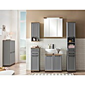 Schildmeyer LED-Spiegelschrank Profil (B x H: 70,5 x 72,3 cm, Spanplatte, Platingrau/Eiche-Landhaus) | BAUHAUS