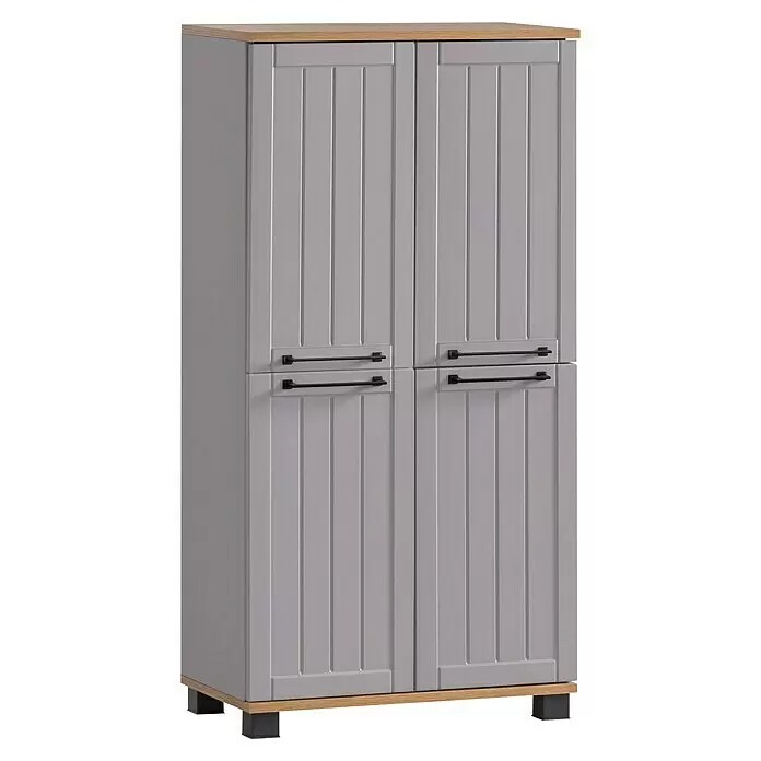 Schildmeyer Jelda Highboard59,8 x 32,6 x 116,9 cm, Platingrau/Eiche, Matt