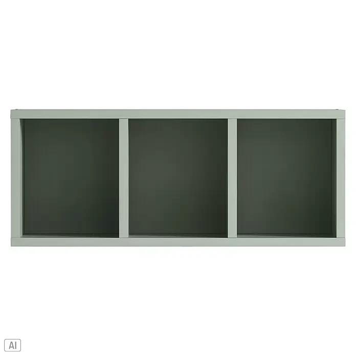 Schildmeyer Bjarne Wandregal - L x B x H: 21,5 x 60,2 x 24,7 cm, Pistazie, Matt - Ein hellgrün-graues dreifächriges Regal zur Aufbewahrung oder Präsentation.