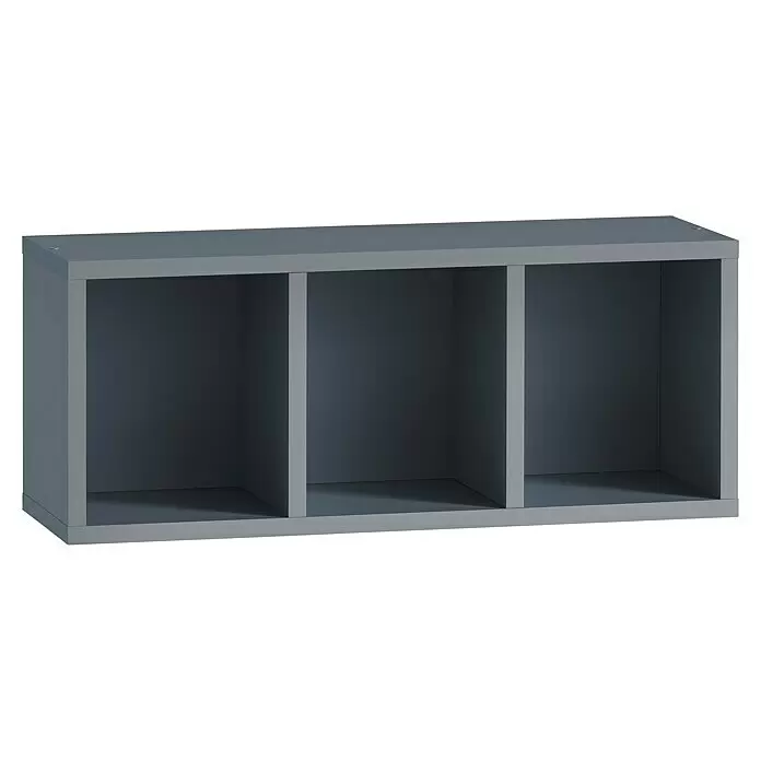 Schildmeyer Bjarne Wandregal - L x B x H: 21,5 x 60,2 x 24,7 cm, Fjord, Matt - Horizontaler, grauer Stauraum-Organizer mit drei Fächern.