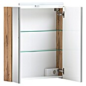 Schildmeyer LED-Spiegelschrank Karla (B x H: 60 x 74,7 cm, Spanplatte, Eiche-Landhaus/Weiß) | BAUHAUS