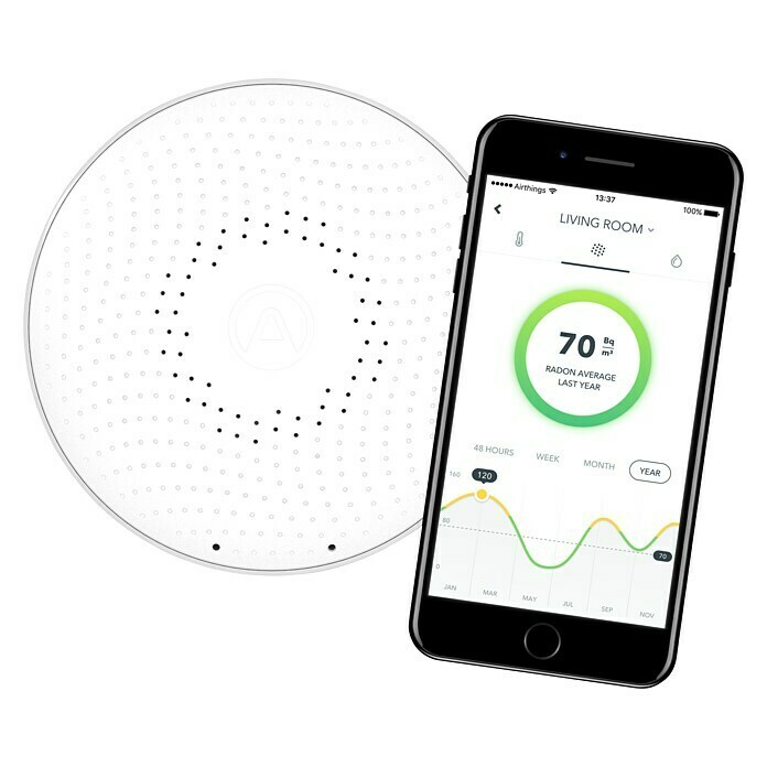 Airthings Radongasmelder WaveDurchmesser: 119 mm, Batterielaufzeit: Bis zu 1,5 Jahre Front View
