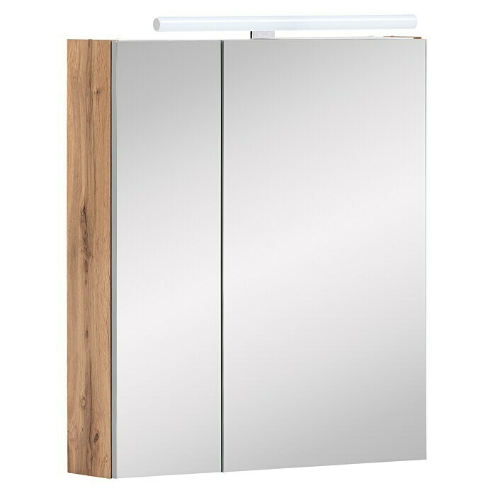 Schildmeyer LED-Spiegelschrank Karla (B x H: 60 x 74,7 cm, Spanplatte, Eiche-Landhaus/Weiß) | BAUHAUS