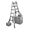 Sprossen-Gelenk-Teleskopleiter (Arbeitshöhe: 5 m, 4 x 4 Sprossen, Treppenfunktion, Aluminium)