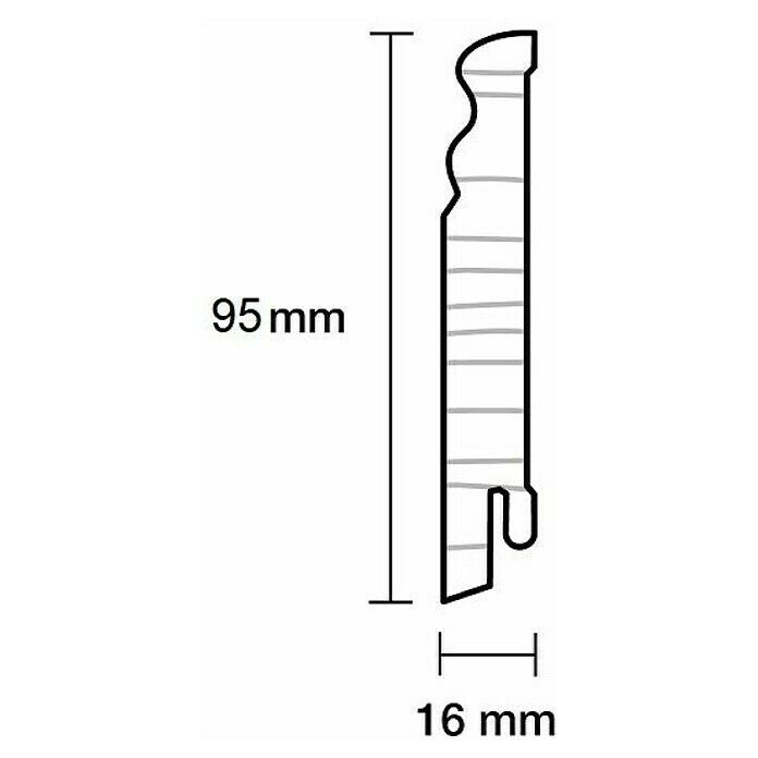 Sockelleiste (240 x 1,6 x 9,5 cm, Kiefer, Profiliert) | BAUHAUS