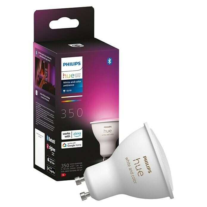 Philips Hue LED-Leuchtmittel White & Color Ambiance (GU10, 5,7 W, RGBW, Dimmbar, 1 Stk.)