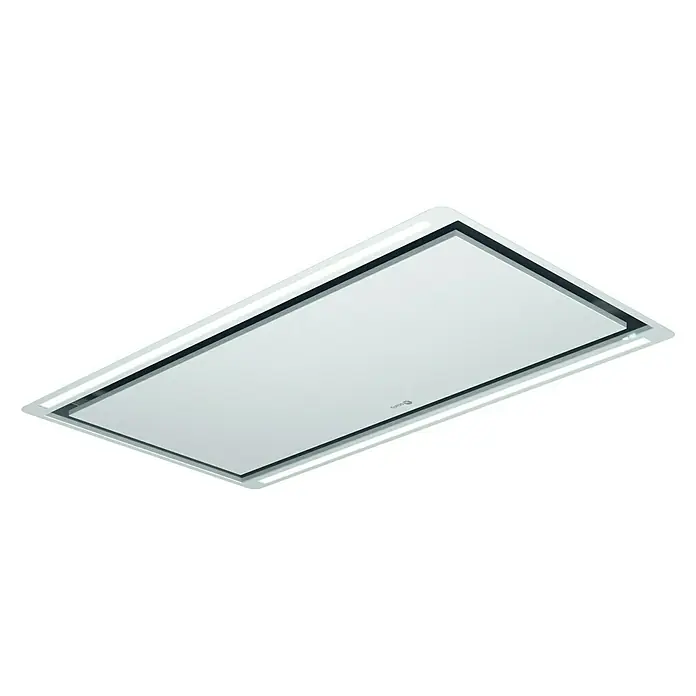 Turboair Campana integrable Mira Techo H16 IX/A/100 - Ancho: 100 cm, Máx. Potencia del ventilador en modo extracción: 720 m³/h, Inox - Una campana extractora blanca rectangular y moderna con iluminación LED, un complemento perfecto para cualquier cocina contemporánea.