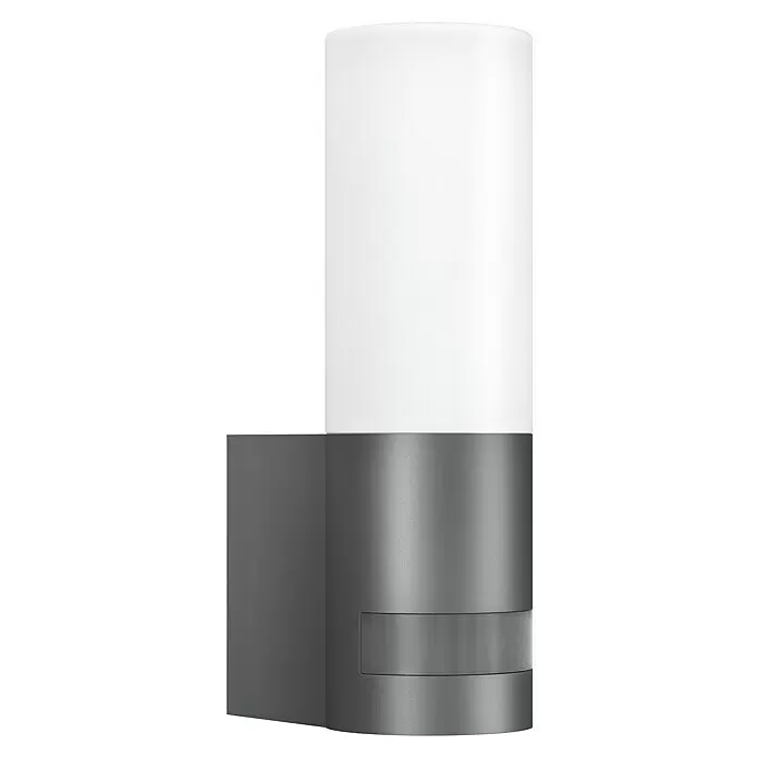 Steinel Aplique exterior LED con sensor L 605 S - 11,3 W, L x An x Al: 13,1 x 7,8 x 26 cm, Antracita, Blanco cálido - Aplique exterior antracita con difusor cilíndrico blanco y sensor de movimiento integrado.