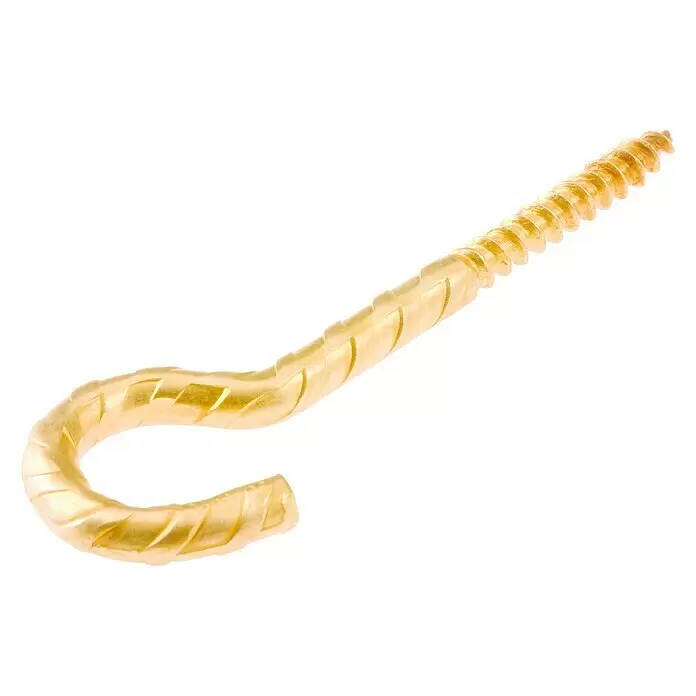 Suki Escarpia roscada - Ø x L: 5,2 x 60 mm, 3 ud., Rosca de madera, Baño de latón - Cáncamo dorado con vástago roscado.
